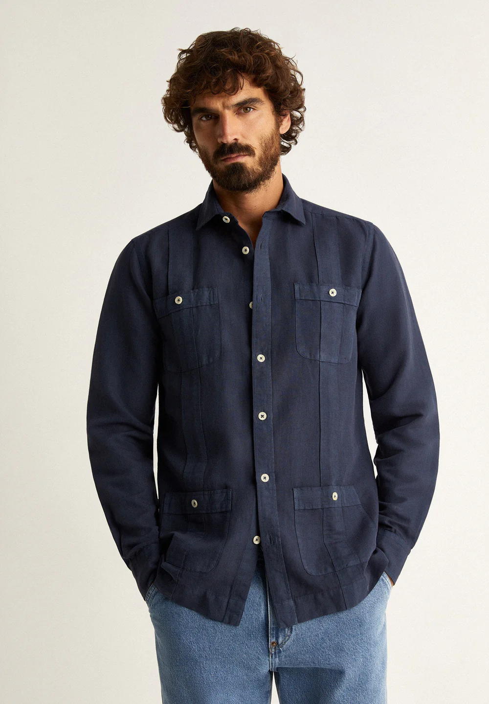 Nante Linen Shirt Navy 40