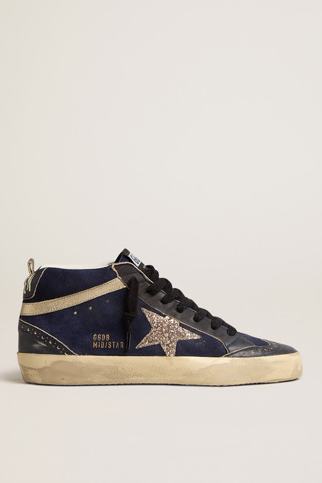 Tenis Golden Goose Mid Star Suede Upper Glitter Mujer