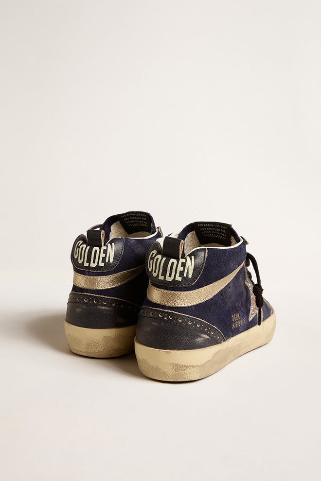 Tenis Golden Goose Mid Star Suede Upper Glitter Mujer