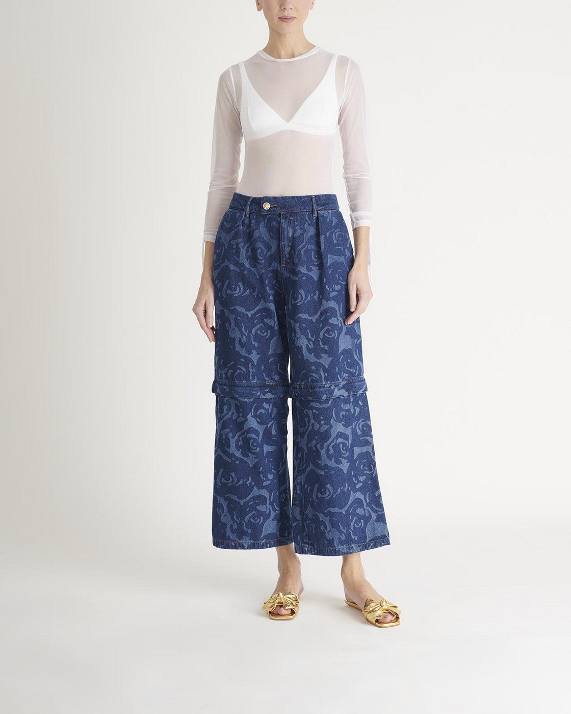 Pantalón Denim Laser Flores