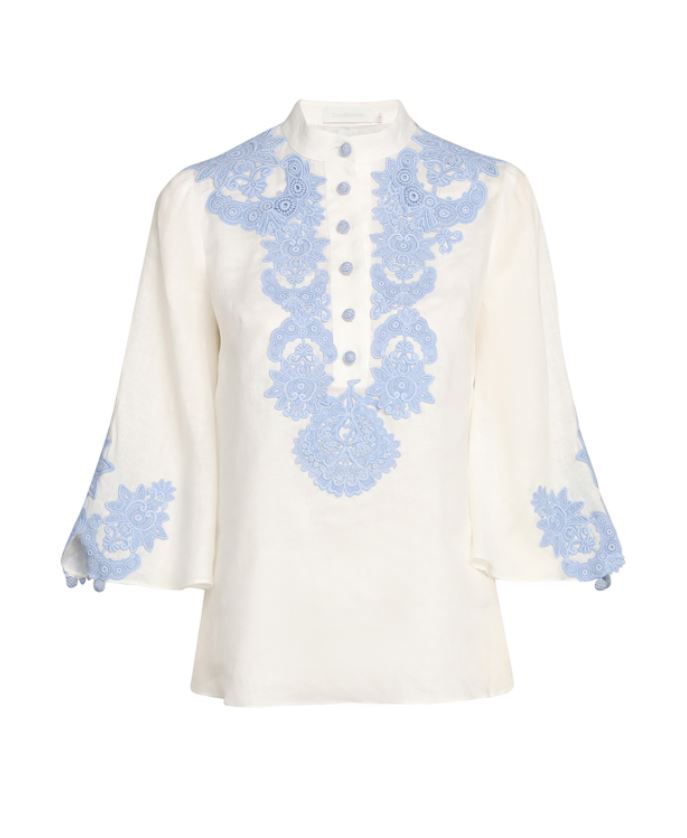 Blusa Top Raie Embroidered Trim