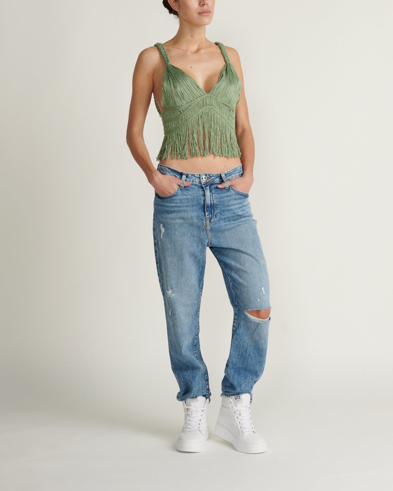 Blusa Claudette Macrame Bralette