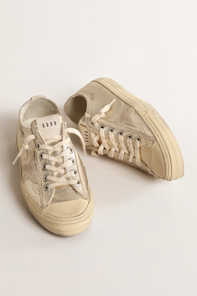 Tenis Golden Goose V-Star 2 Laminated Upper Suede Mujer