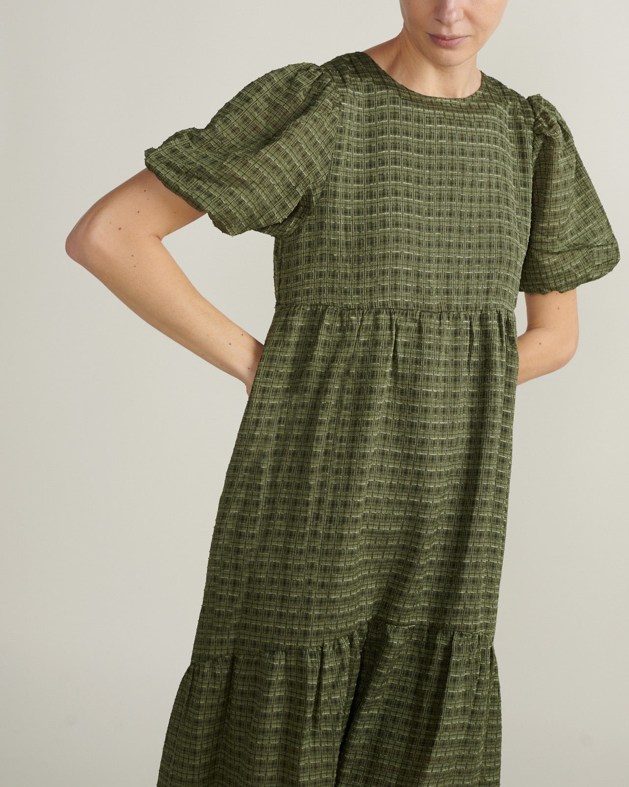 Vestido Mini Cuadros Verde Oliva