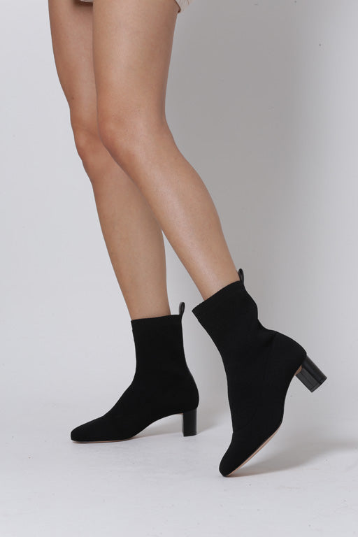 Botines Tacon Knit Cuero